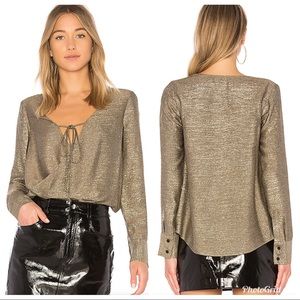 Derek Lam 10 Crosby Gold Metallic Blouse in Size 2
